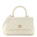 Caviar Quilted Mini Coco Handle Flap White