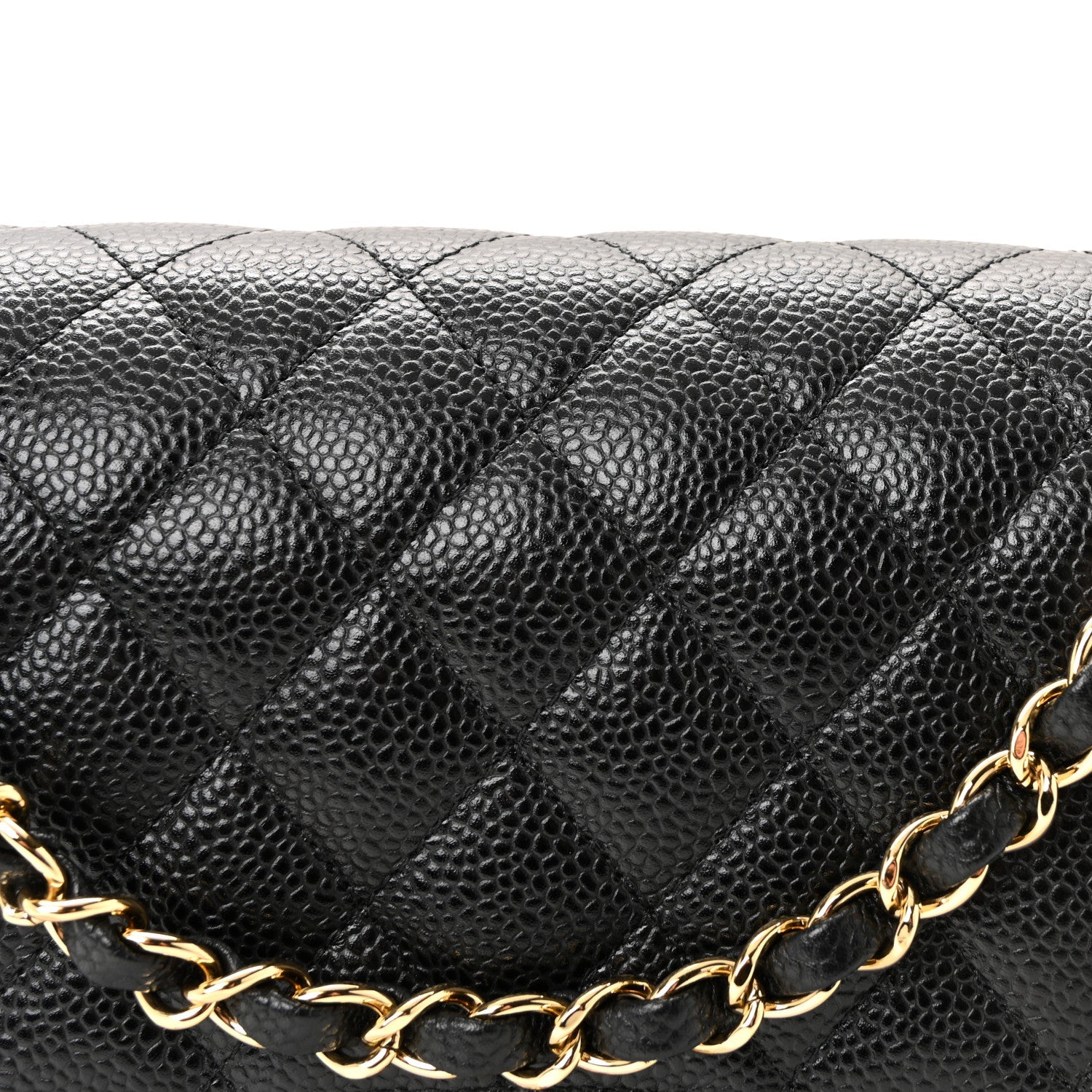 Caviar Quilted Medium Double Flap Black