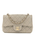 Lambskin Quilted Mini Rectangular Flap Grey