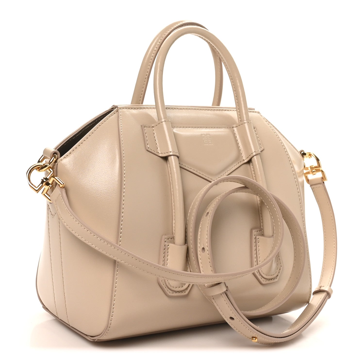 Box Calfskin Mini Lock Antigona Shoulder Bag Natural Beige