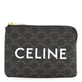 Triomphe Canvas Logo Coin and  Pouch With Hook Black