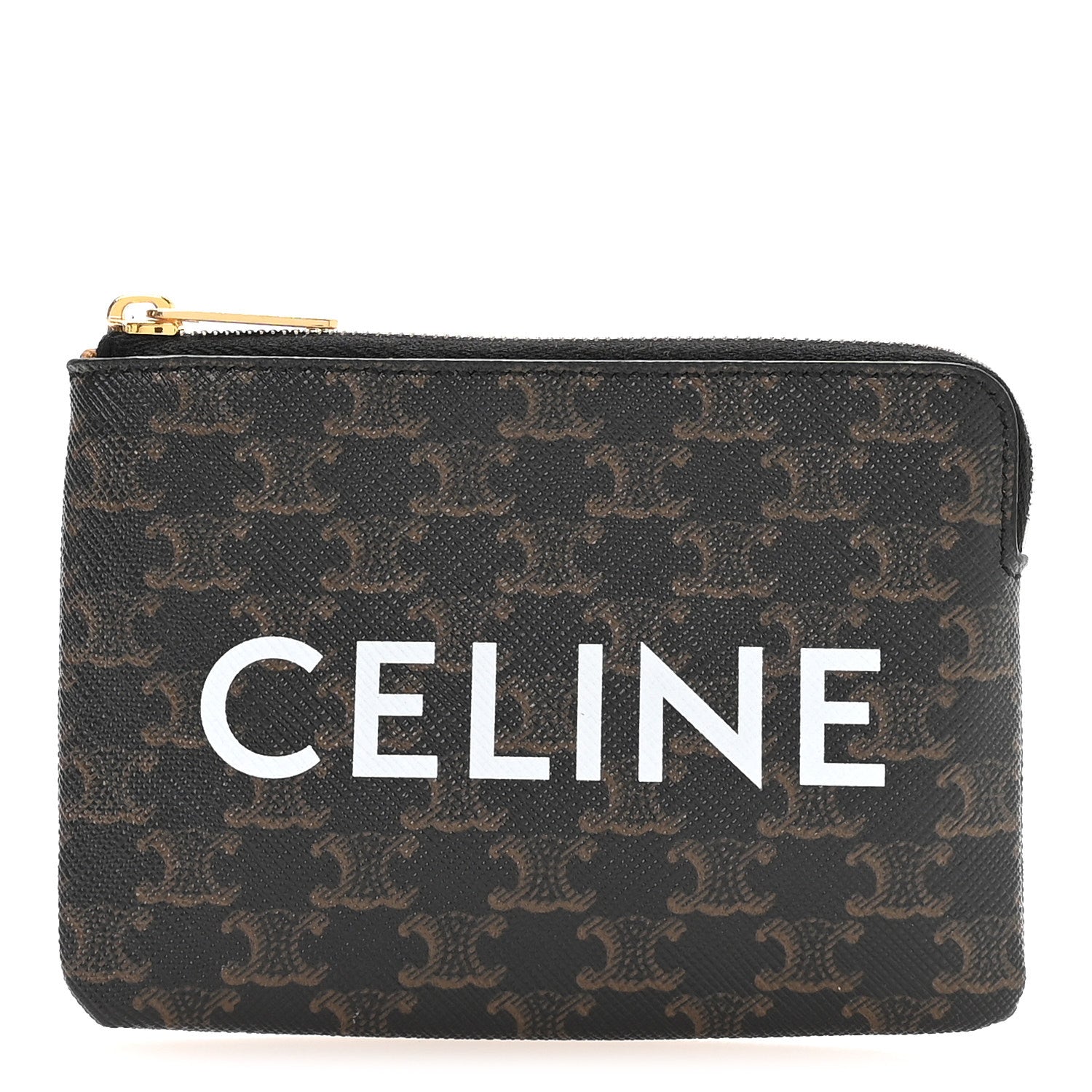 Triomphe Canvas Logo Coin and  Pouch With Hook Black