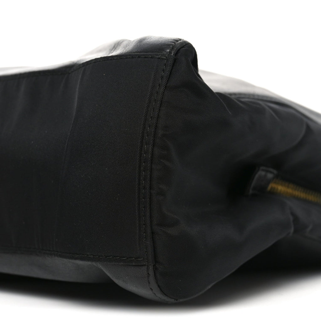 Nappa Nylon Chain Shoulder Bag Black