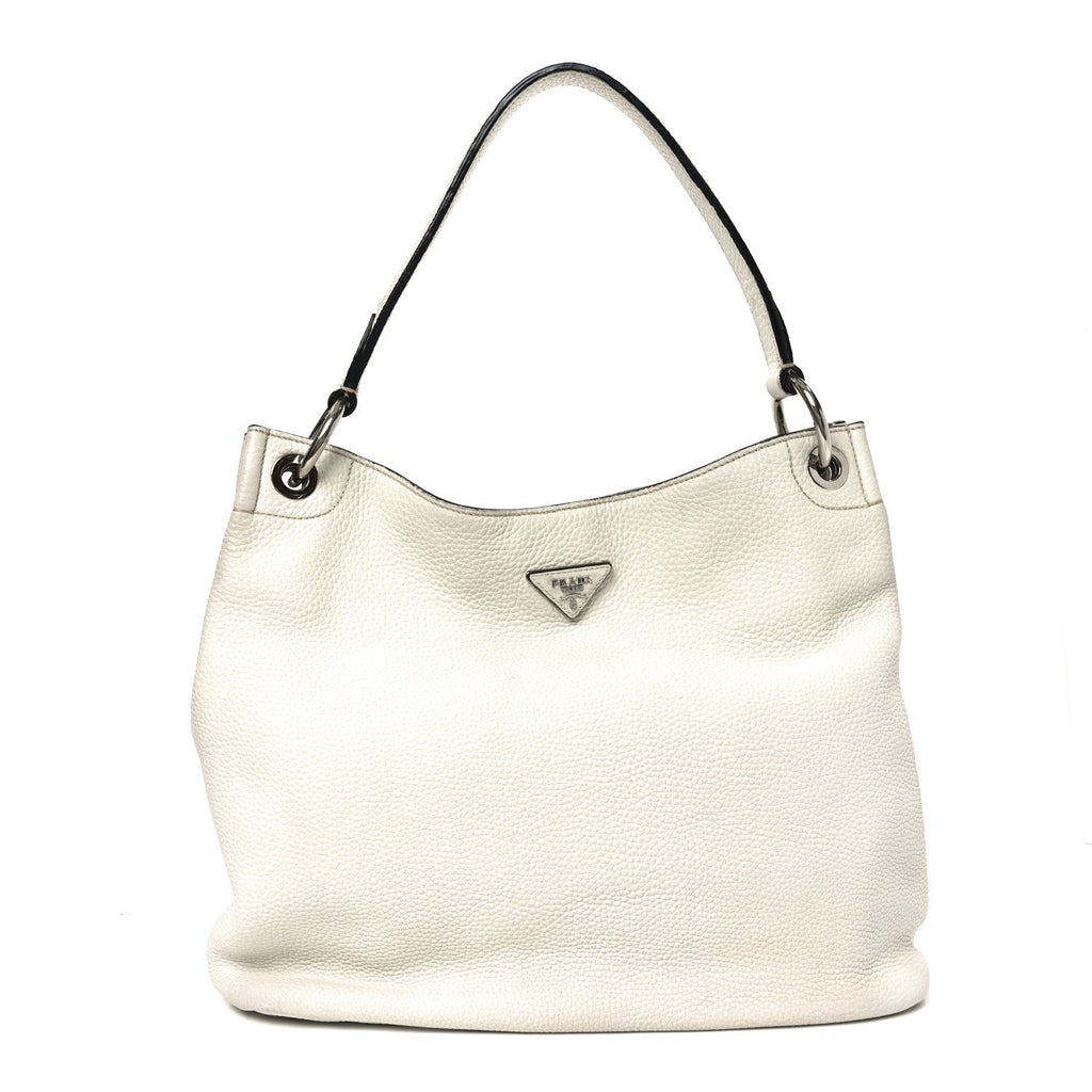 Vitello Daino Hobo Bag White