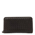 Nappa Intrecciato Zip Around Wallet Ebano