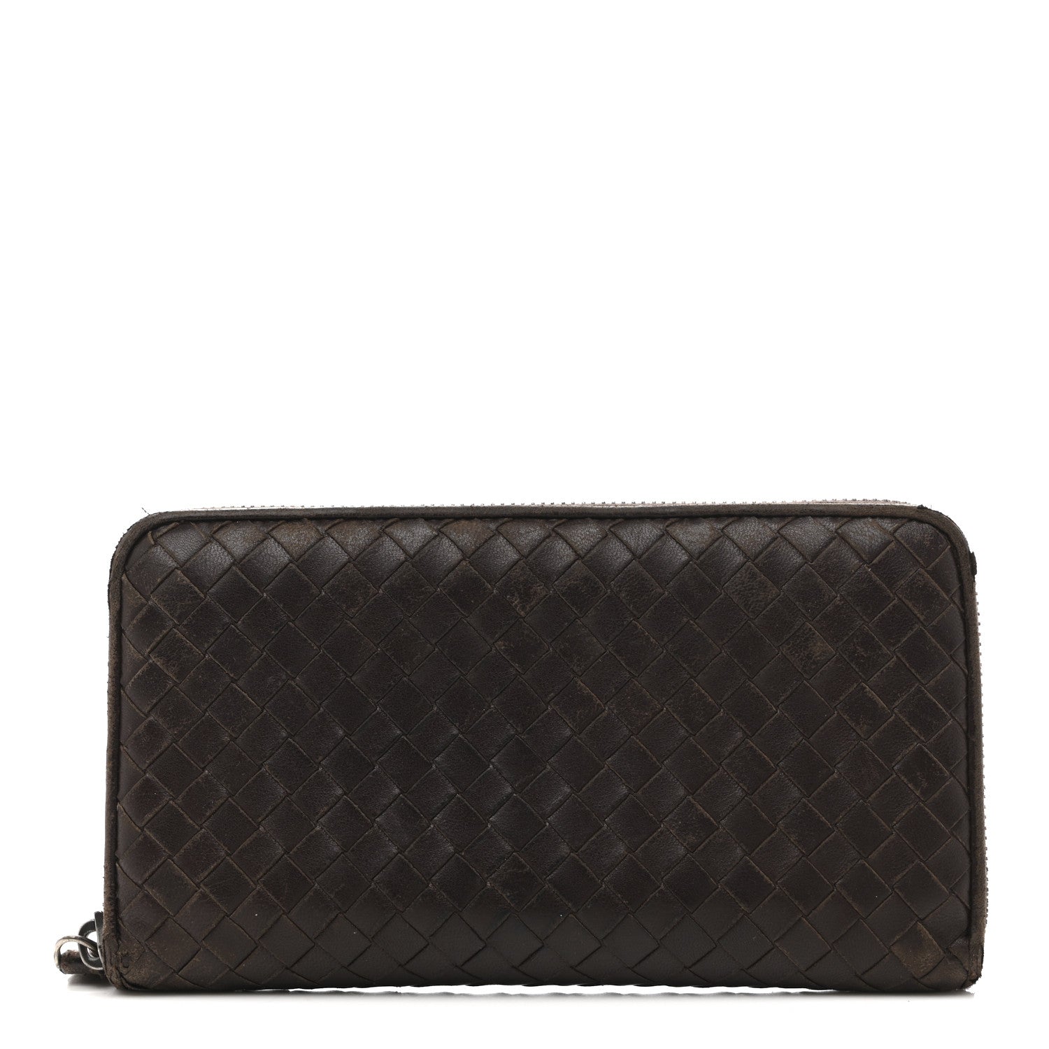 Nappa Intrecciato Zip Around Wallet Ebano