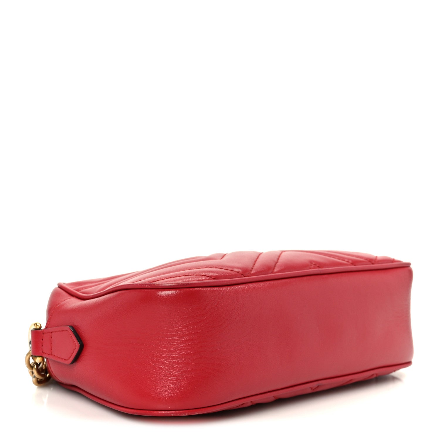 Calfskin Matelasse Small GG Marmont Chain Shoulder Bag Hibiscus Red