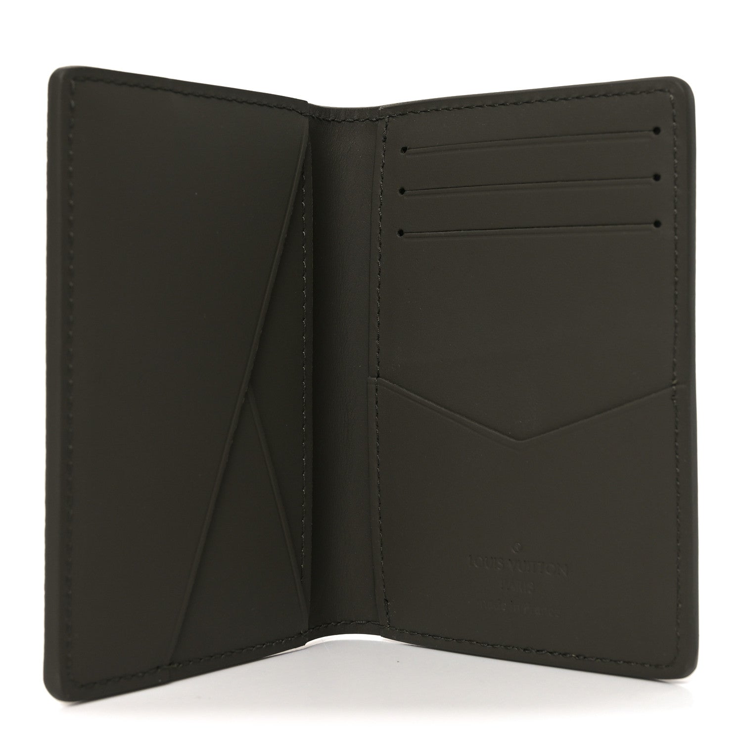Grained Calfskin Aerogram Pocket Organizer Khaki