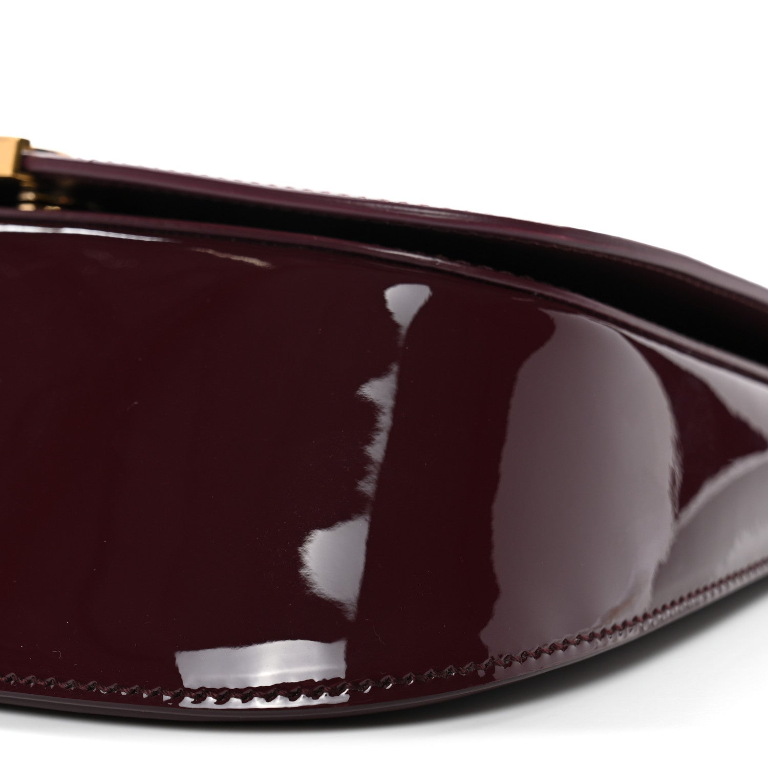 Patent Calfskin Mini Voltaire Top Handle Bag Dark Wine