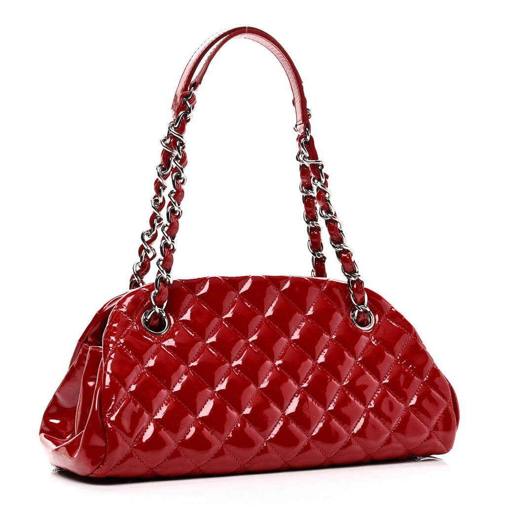 Patent Quilted Small Just Mademoiselle Bowling Bag Red