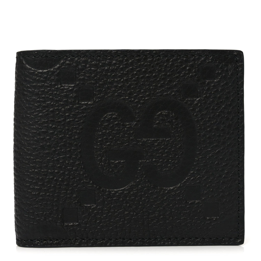 Piuma Calfskin Jumbo GG Embossed Wallet Black