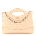 Shiny Crumpled Calfskin Quilted Nano 31 Shopping Bag Beige