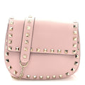 Vitello Rockstud Crossbody Saddle Bag Water Rose