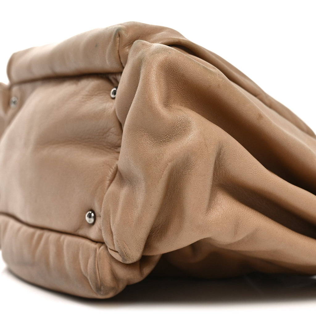Lambskin Lax Accordion Hobo Beige