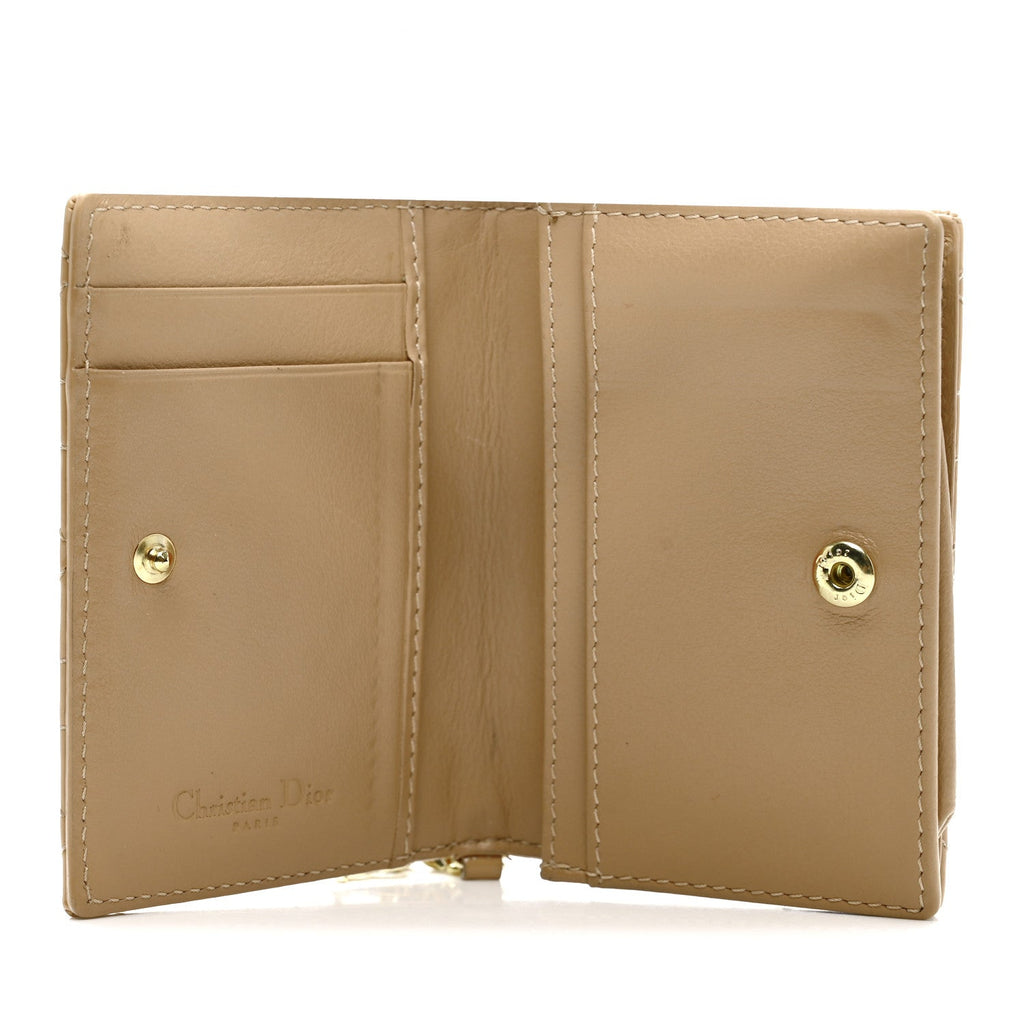 Patent Cannage Small Lady Dior Flap  Holder Rose De Vents