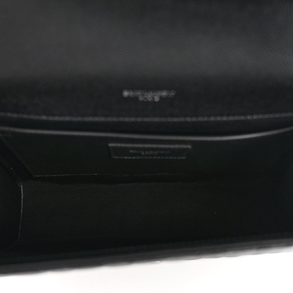 Grain De Poudre Textured Mixed Matelasse Triquilt Medium Monogram Satchel Black
