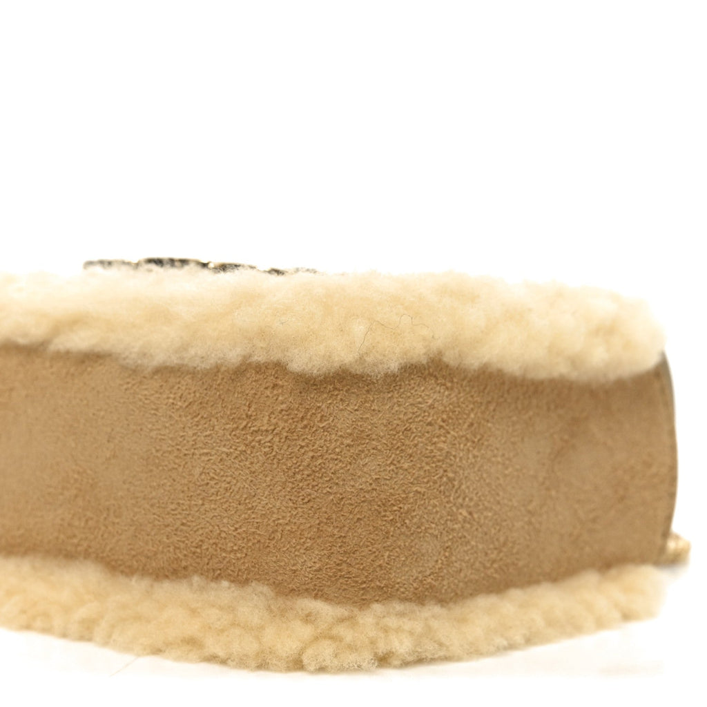 Suede Shearling Triomphe Mini Chain Claude Natural