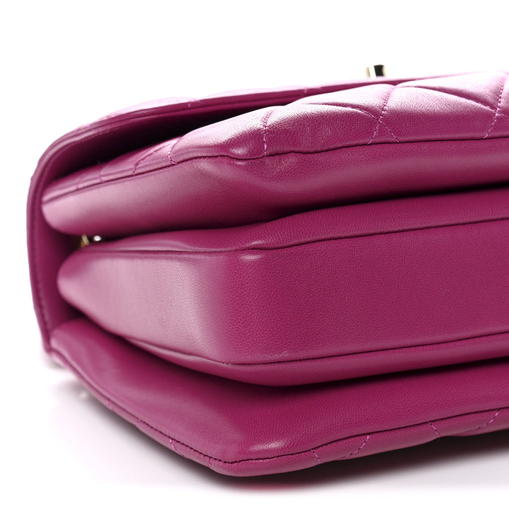 Lambskin Quilted Small Trendy CC Flap Dual Handle Bag Dark Pink