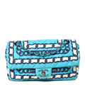 Silk Chain Printed Medium Single Flap Blue