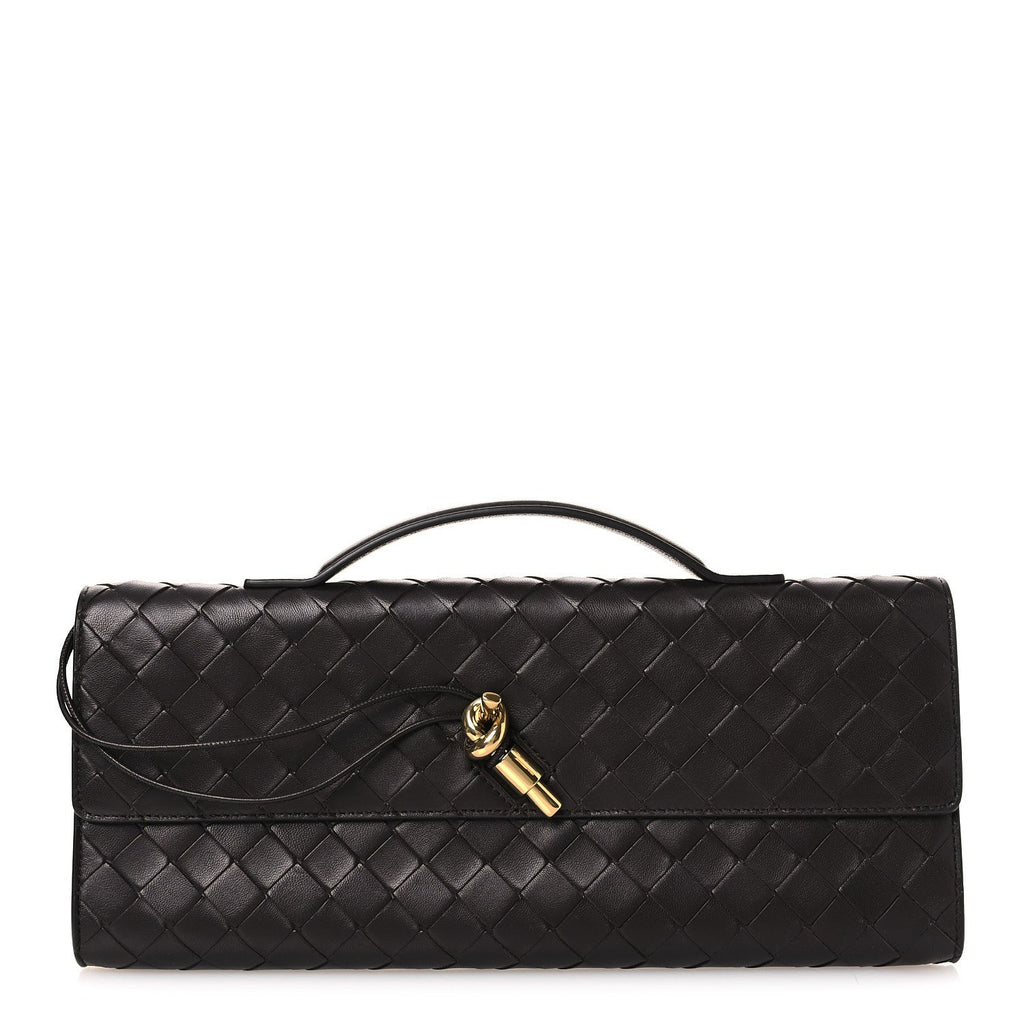 Nappa Intrecciato Long Andiamo Top Handle Clutch Fondant