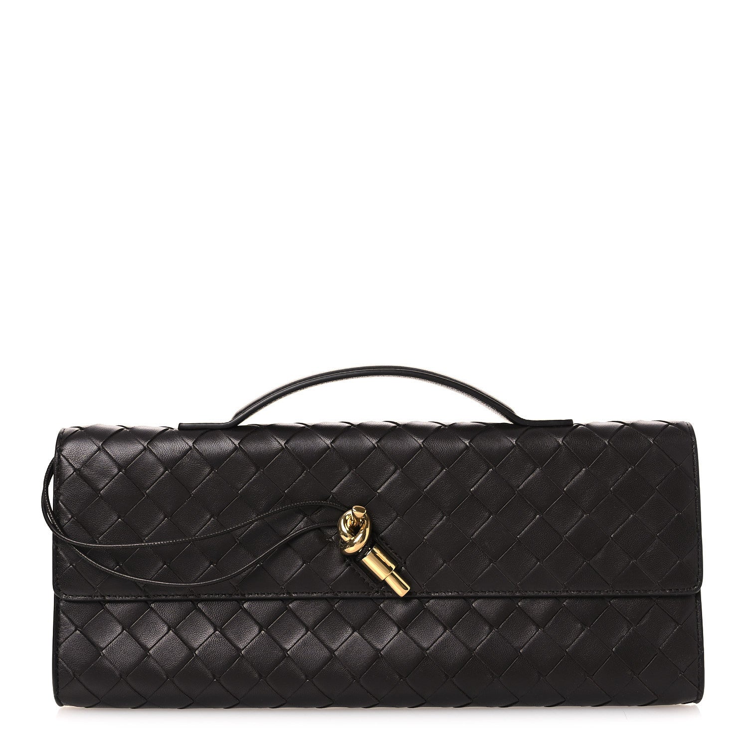 Nappa Intrecciato Long Andiamo Top Handle Clutch Fondant