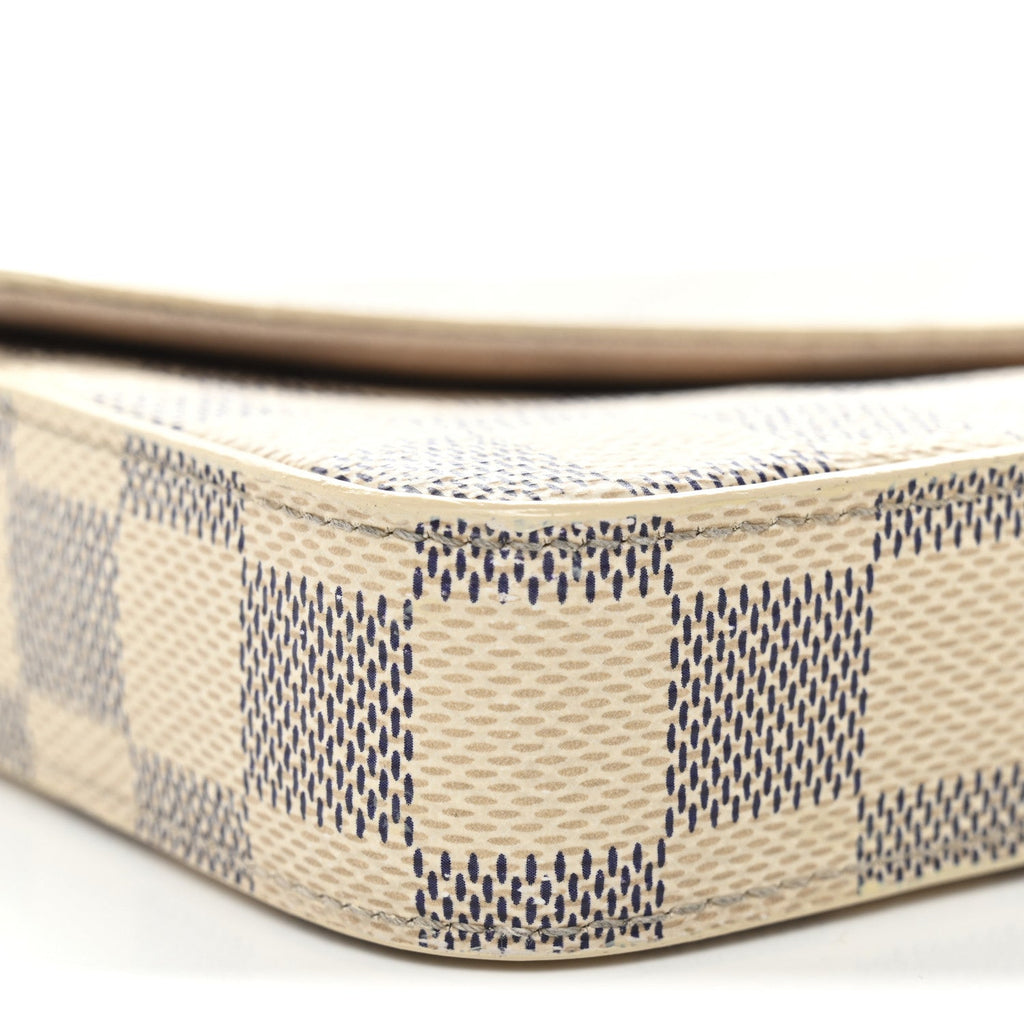 Damier Azur Pochette Felicie Chain Wallet Rose Ballerine
