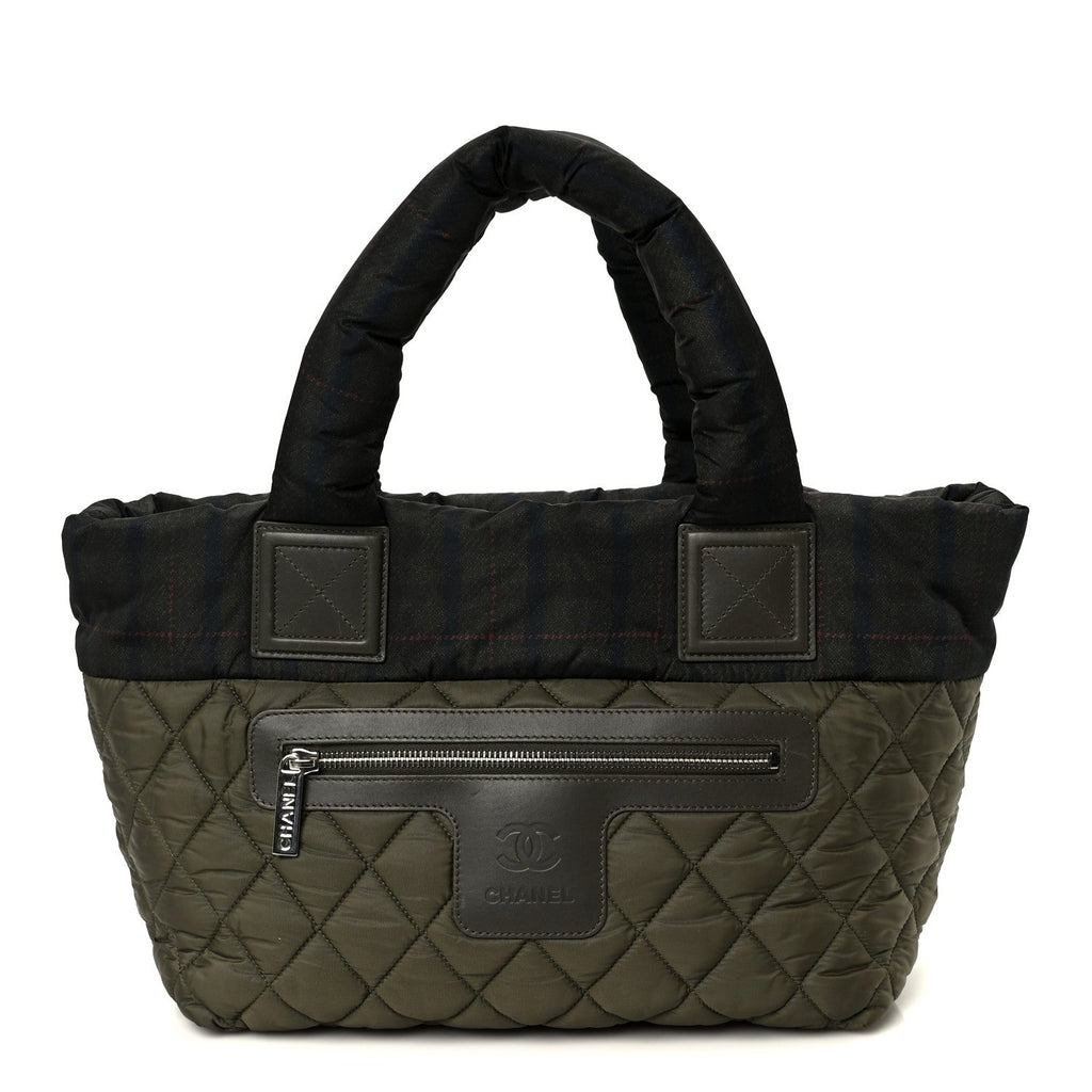 Nylon Quilted Small Coco Cocoon Tote Khaki