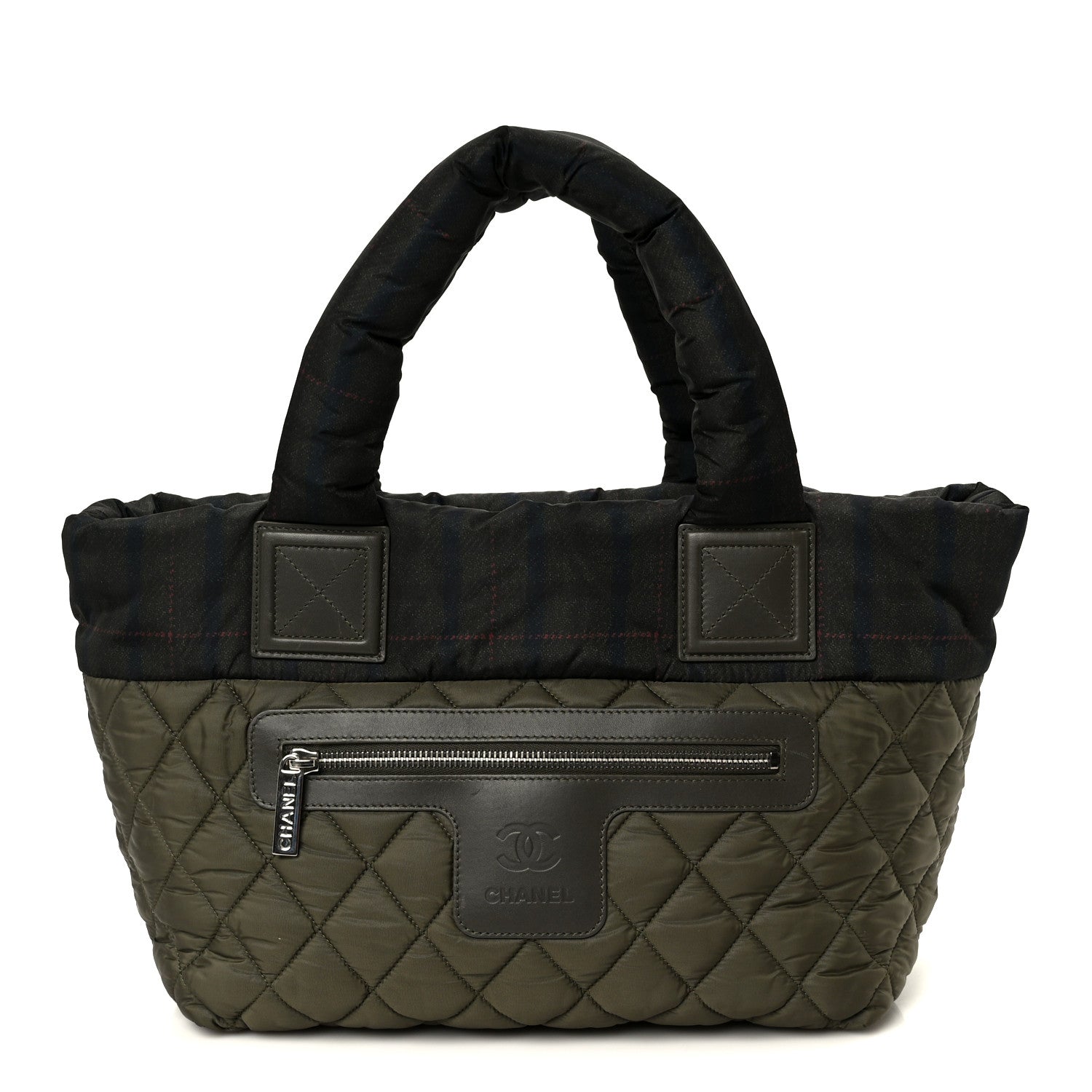 Nylon Quilted Small Coco Cocoon Tote Khaki