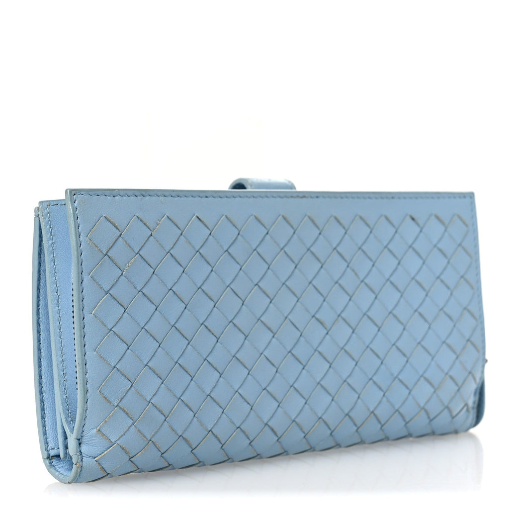Nappa Intrecciato Continental Flap Wallet Light Blue