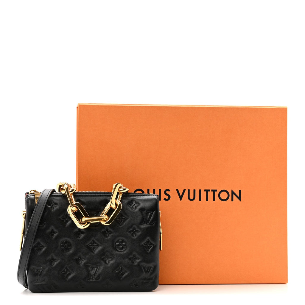 Lambskin Embossed Monogram Coussin BB Black