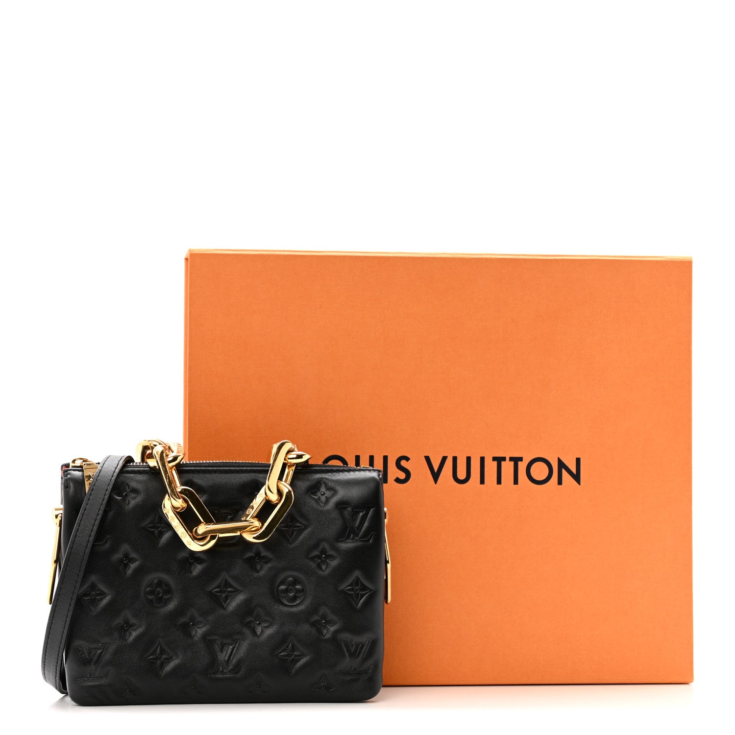 Lambskin Embossed Monogram Coussin BB Black