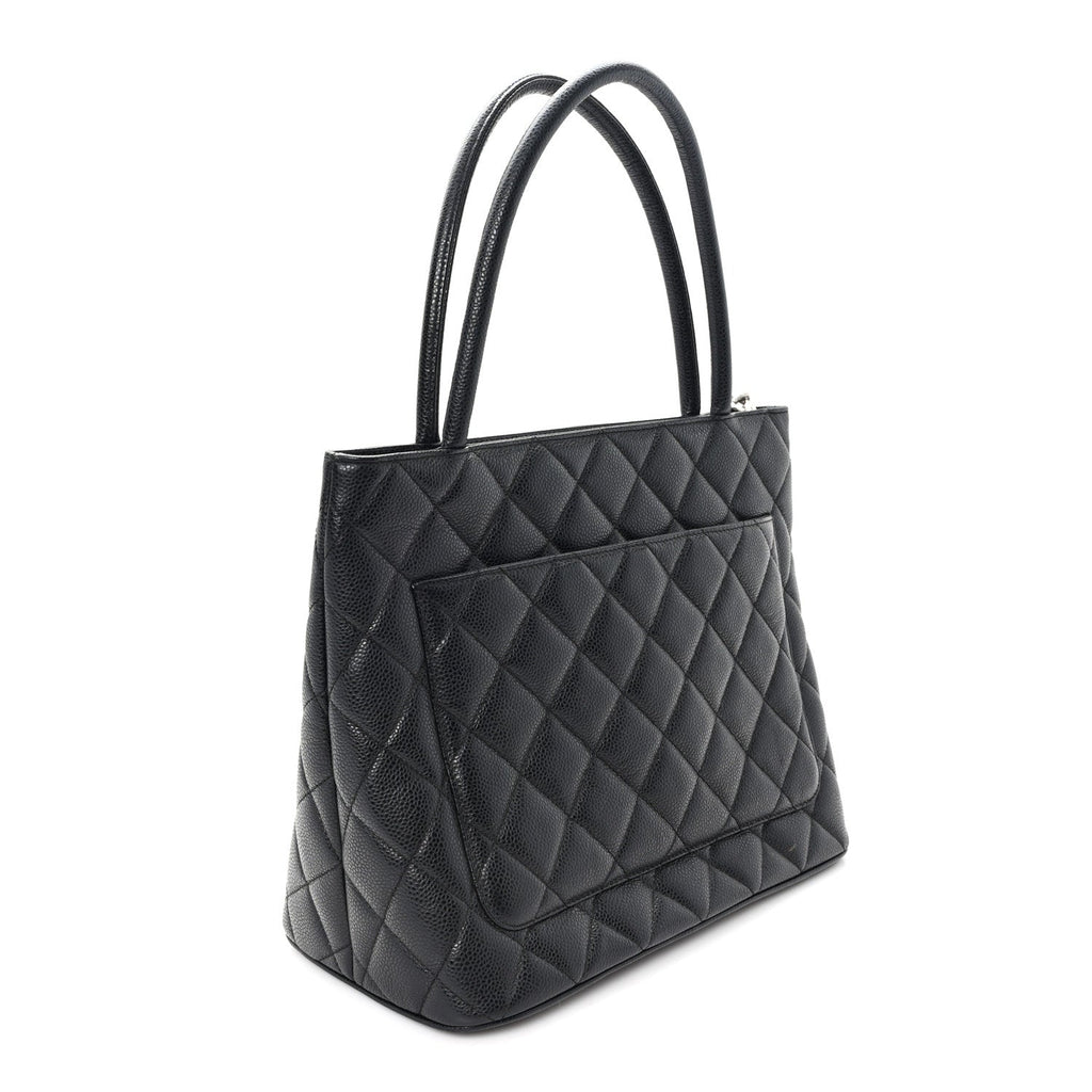 Caviar Quilted Medallion Tote Black