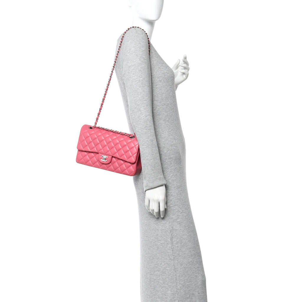 Lambskin Quilted Medium Double Flap Pink