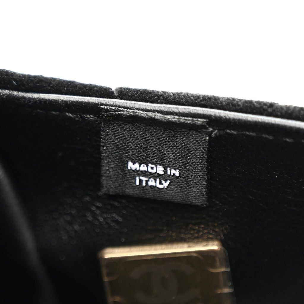 Velvet Quilted Mini Top Handle Flap Black