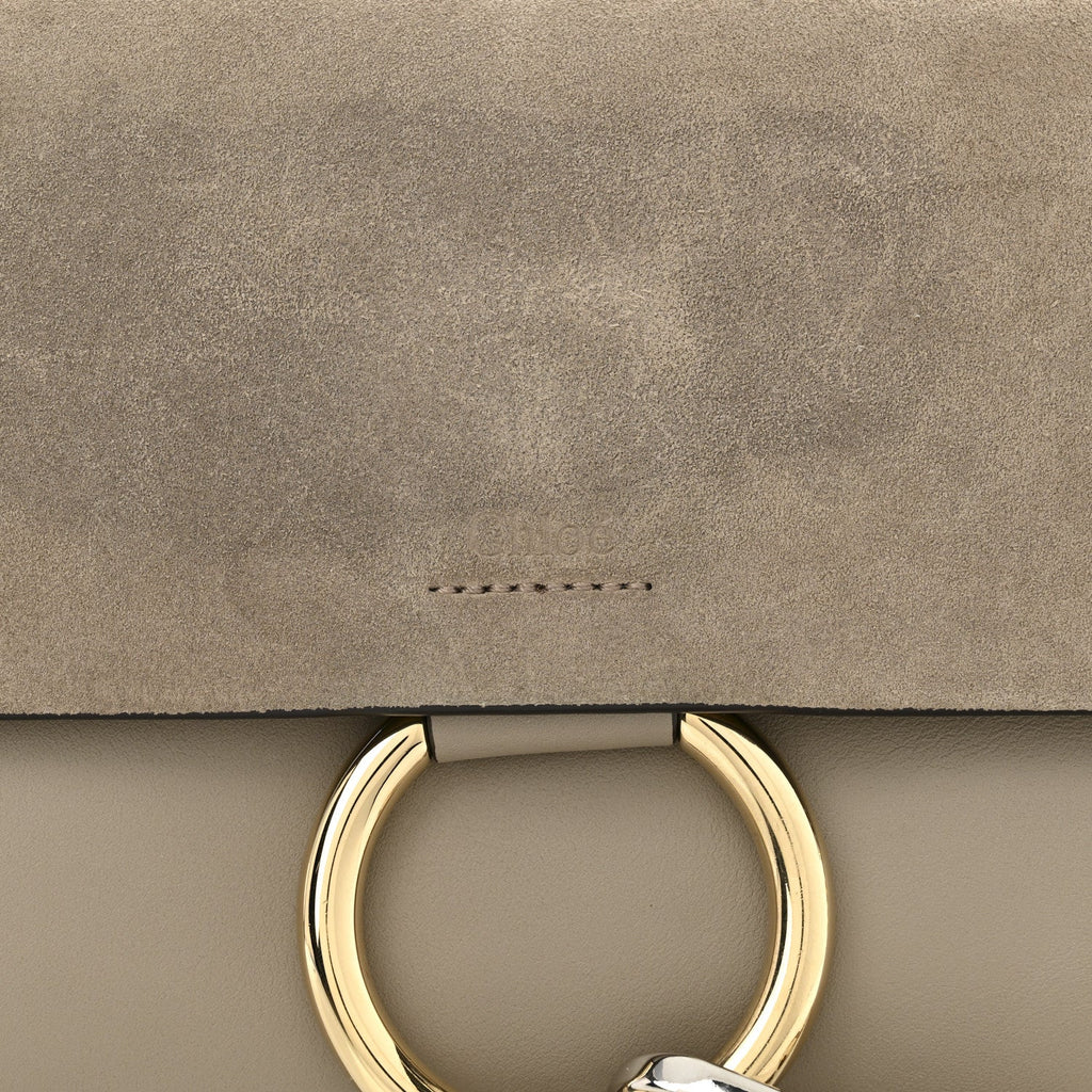 Suede Calfskin Small Faye Shoulder Bag Motty Grey