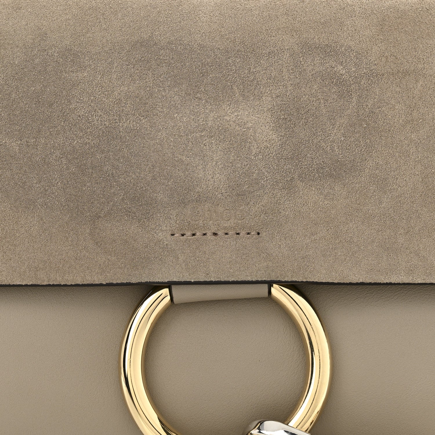 Suede Calfskin Small Faye Shoulder Bag Motty Grey