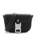 Grained Calfskin Saddle Messenger Bag With Strap Black