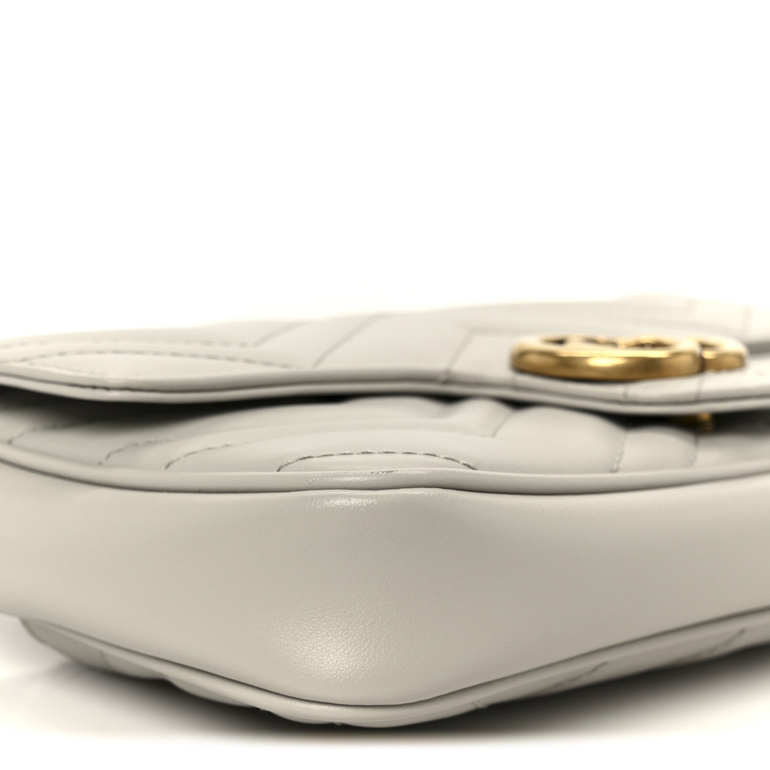 Calfskin Matelasse Mini GG Marmont Shoulder Bag With  Holder White Light Grey