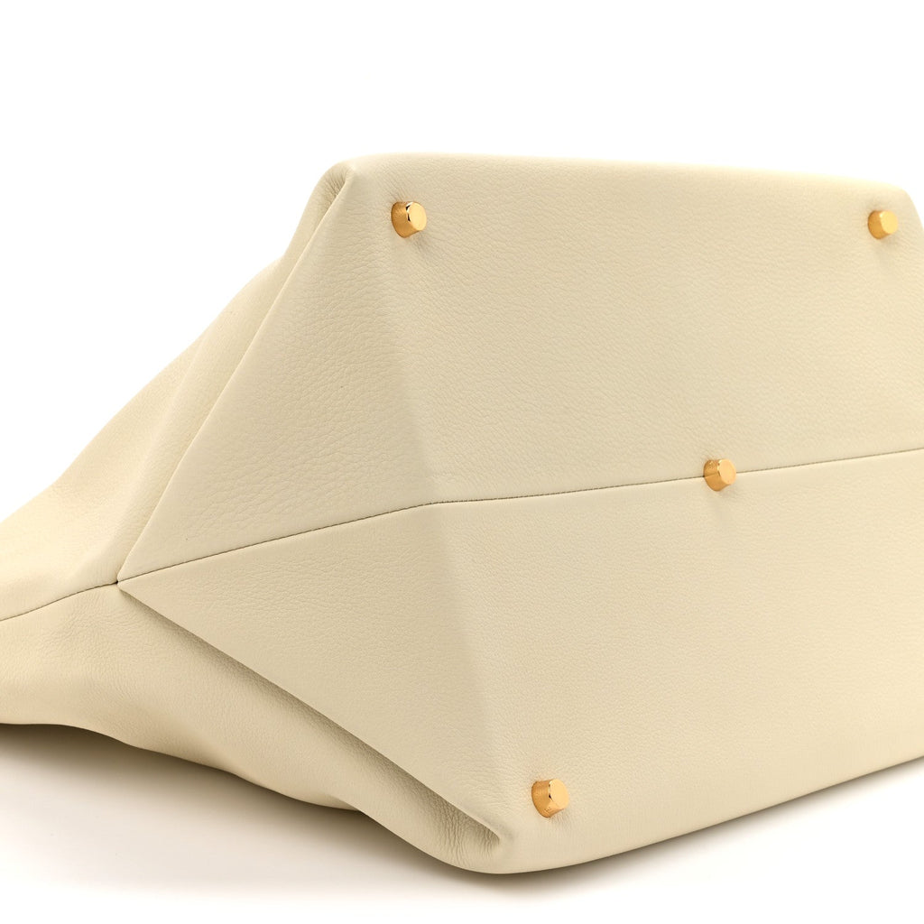 Pebbled Calfskin Medium Amelia Tote Ivory