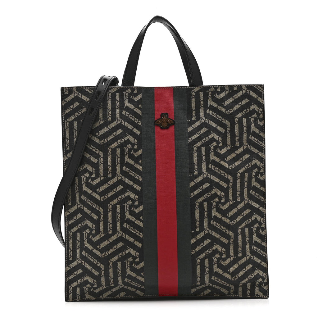 GG Supreme Monogram Caleido Web Vertical Tote Black