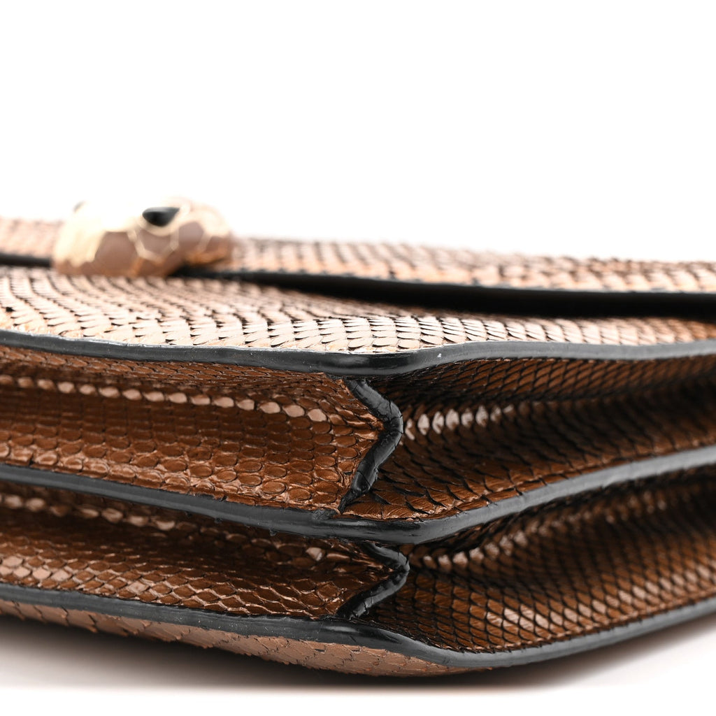 Metallic Snakeskin Serpenti Forever Medium Shoulder Bag Gold