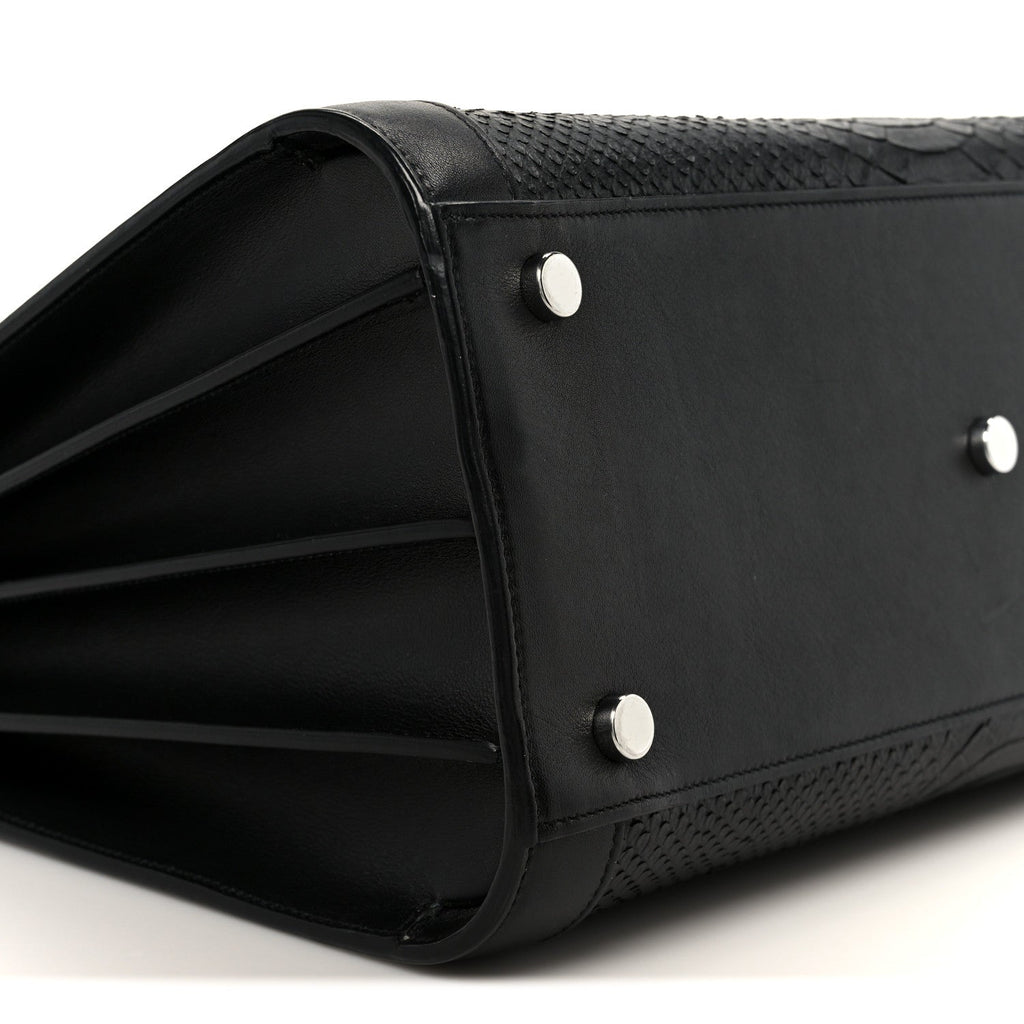 Python Calfskin Embossed Small Sac de Jour Black