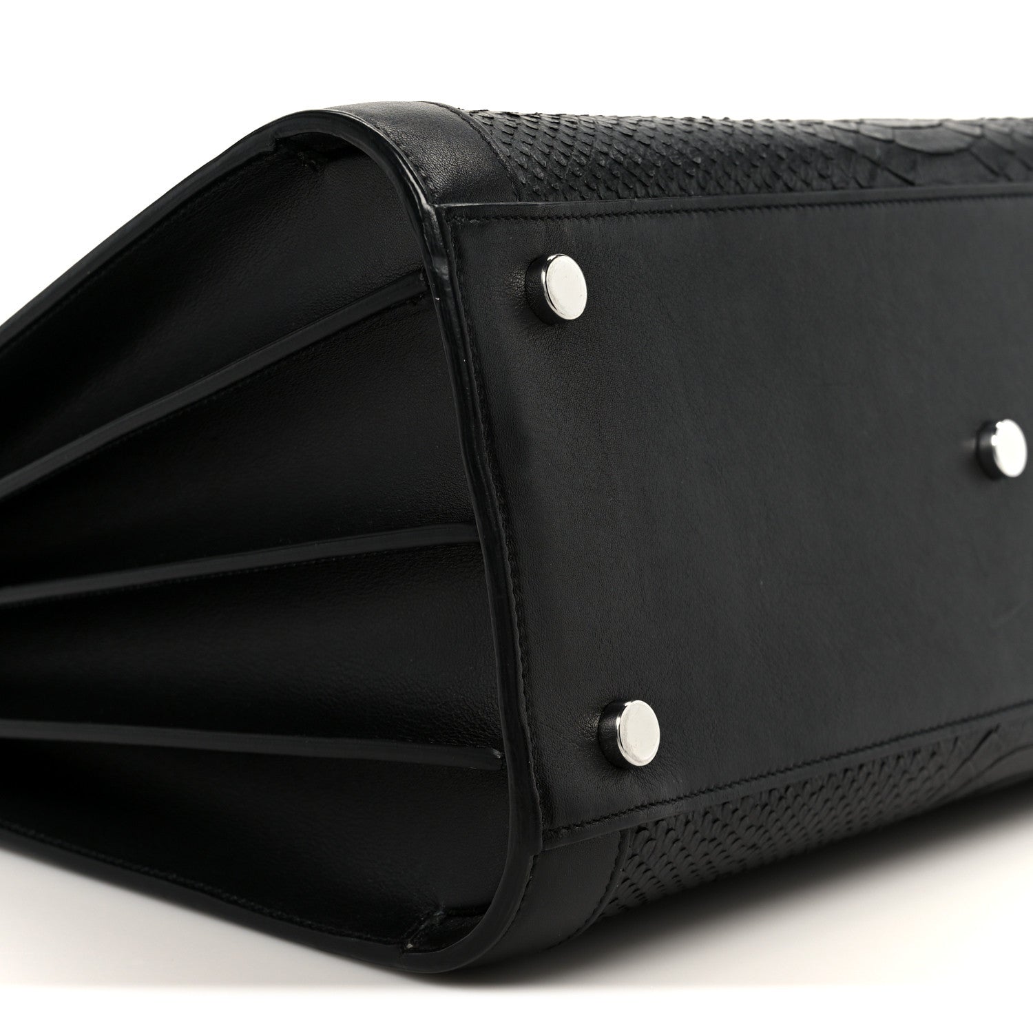 Python Calfskin Embossed Small Sac de Jour Black