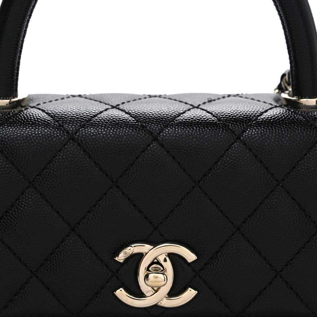 Caviar Quilted Maxi East West Coco Handle Flap Black