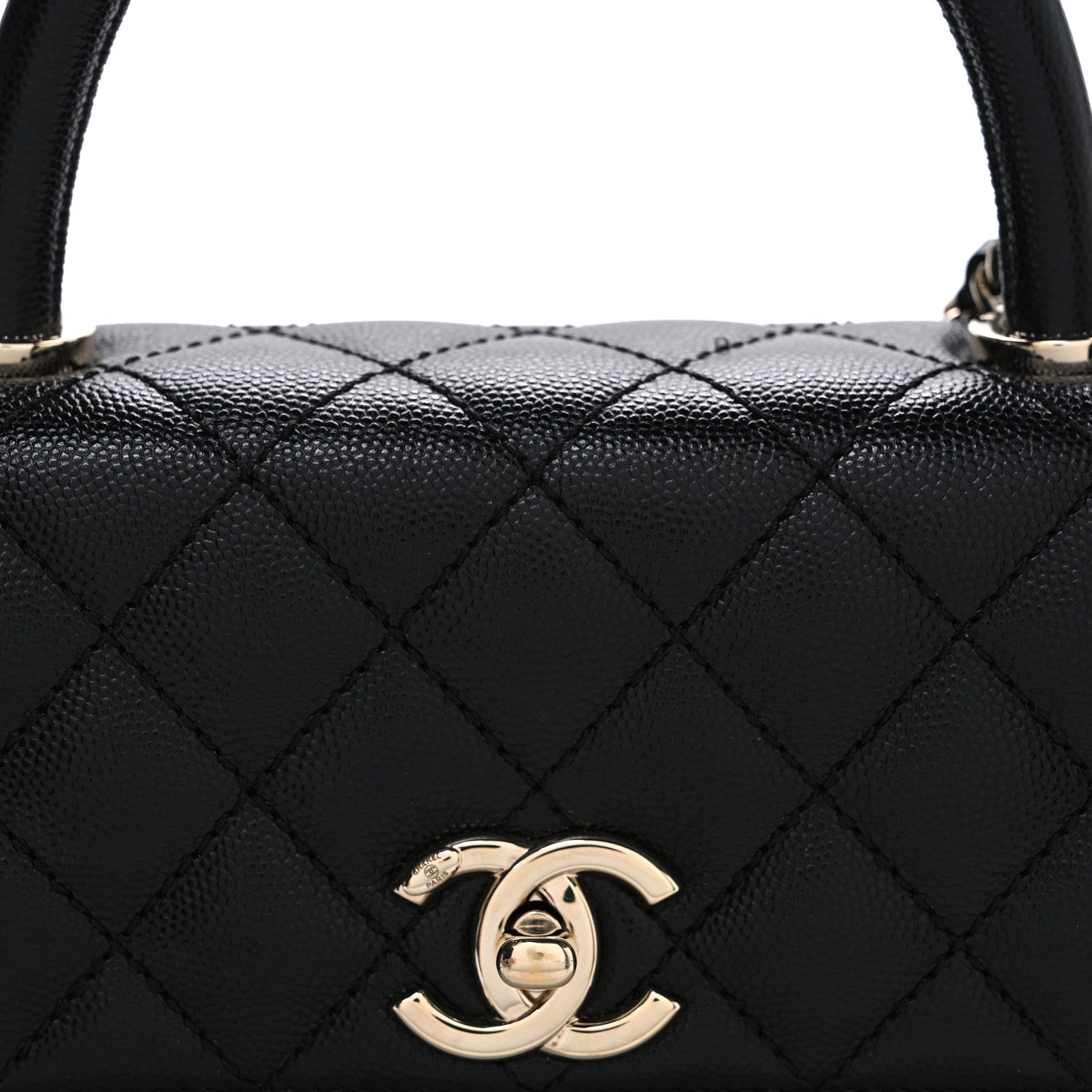 Caviar Quilted Maxi East West Coco Handle Flap Black