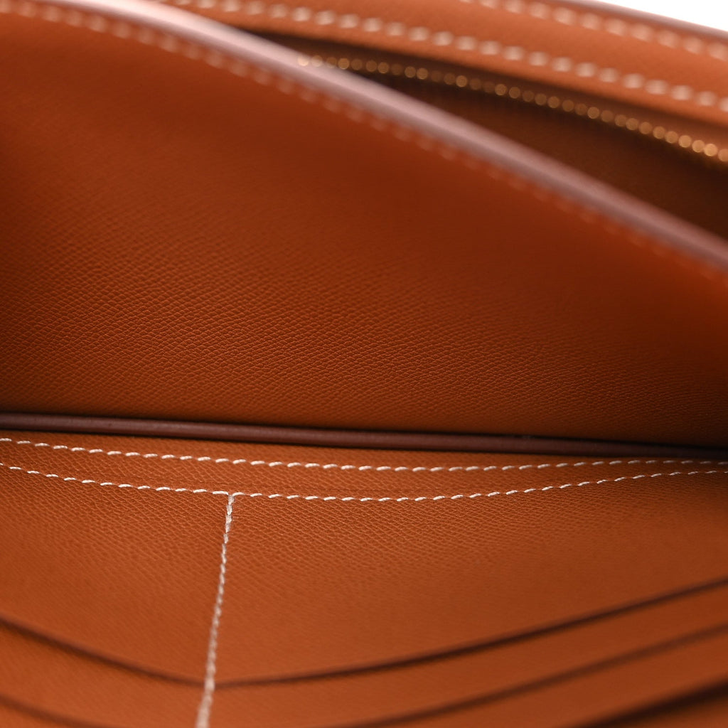 Madame Calfskin Kelly Pocket Long Wallet Gold