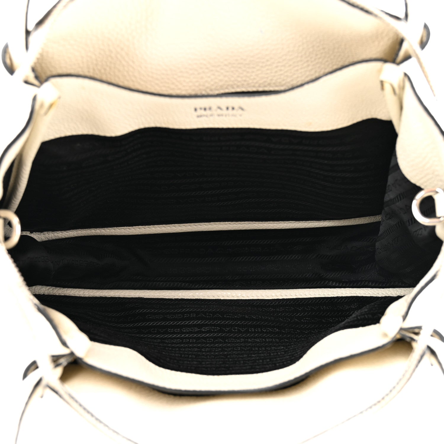 Vitello Daino Soft Medium Zippered Top Handle Bag White