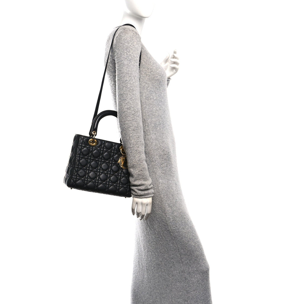 Lambskin Cannage Medium Lady Dior Black