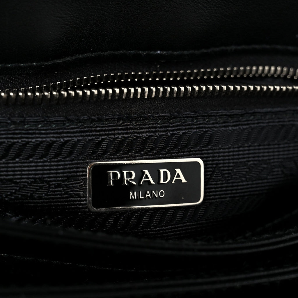 Saffiano Tessuto Nylon Chain Shoulder Bag Black