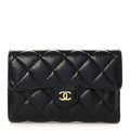 Caviar Quilted Medium Flap Wallet Black
